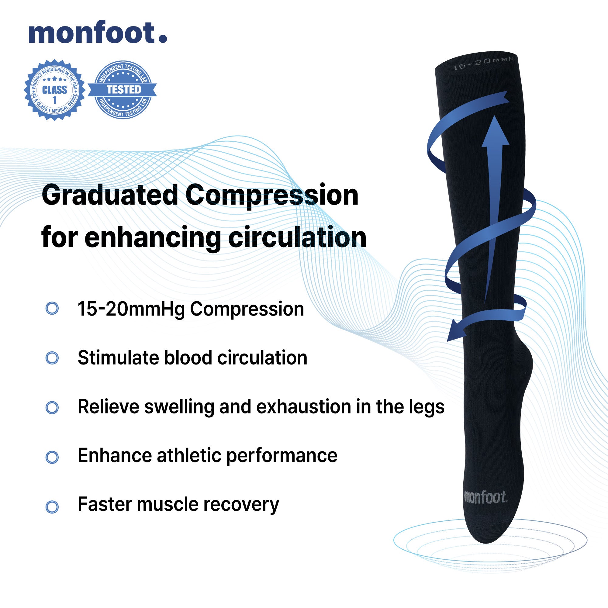 Monfoot Graduated 15-20mmHg ComfortFeet Compression Socks