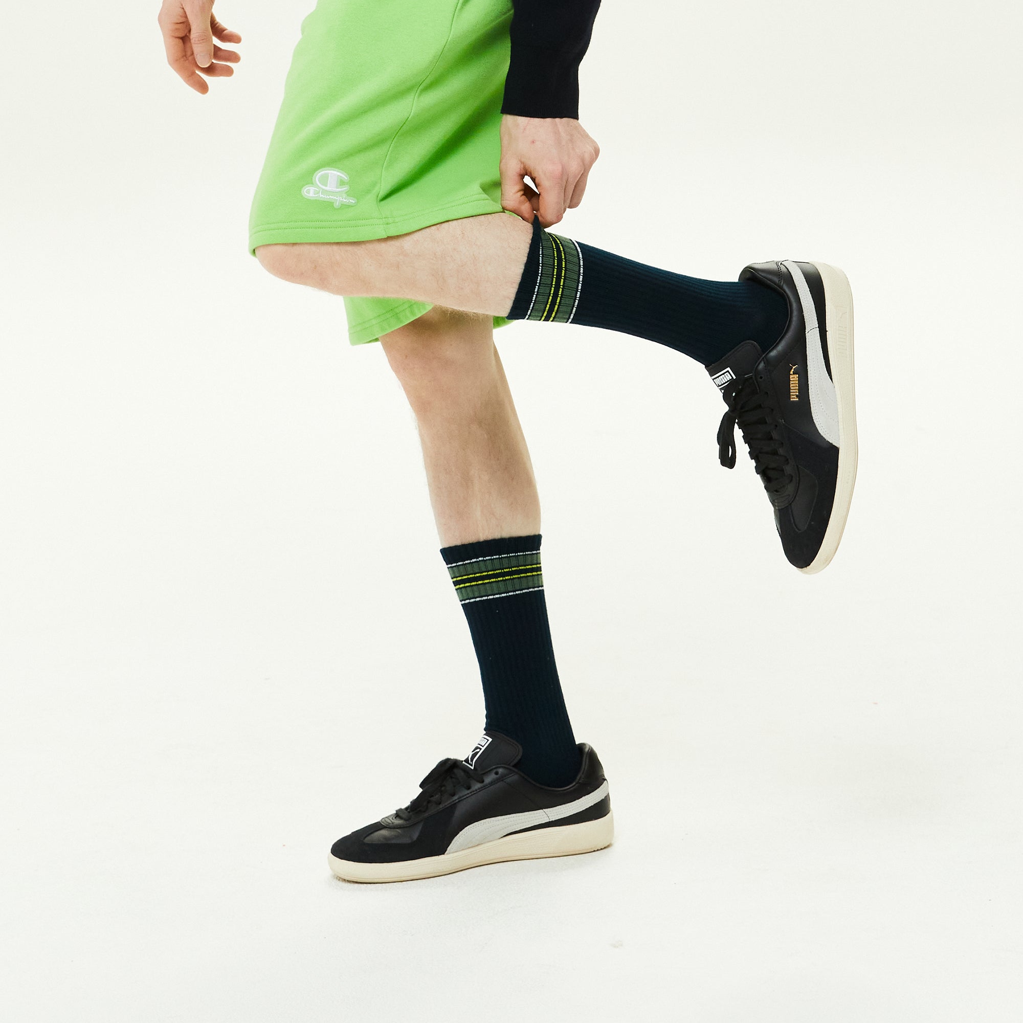 Athletic Cushion Double Stripes Crew 3 Pairs Socks alternate view.