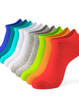 A row of colorful socks sitting on top of each other.
