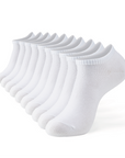 Six pair of white socks.