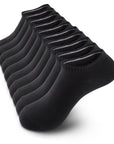 A row of black socks sitting on top of each other.