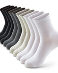 Six pair of black and white socks.