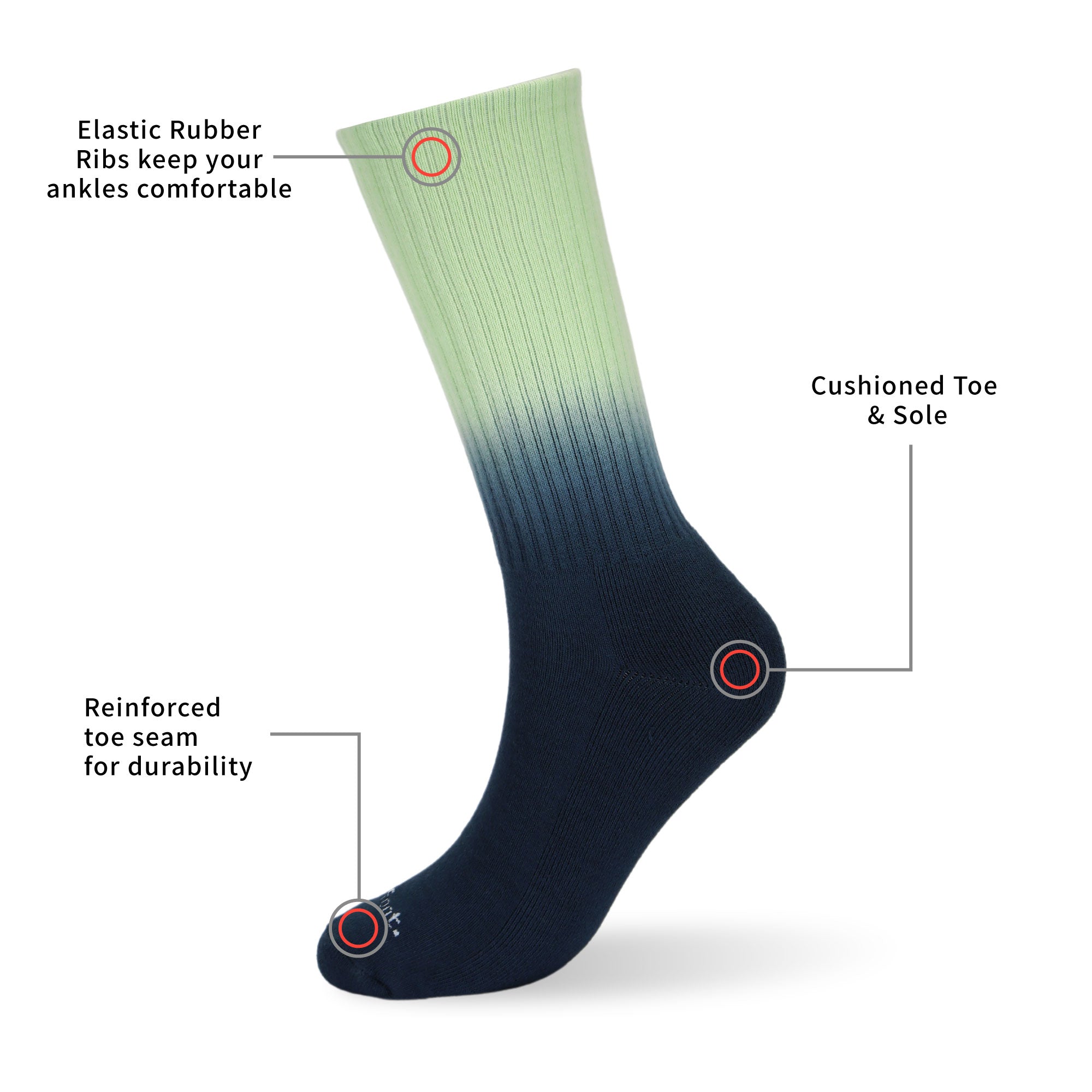 A pair of socks with labels on them.