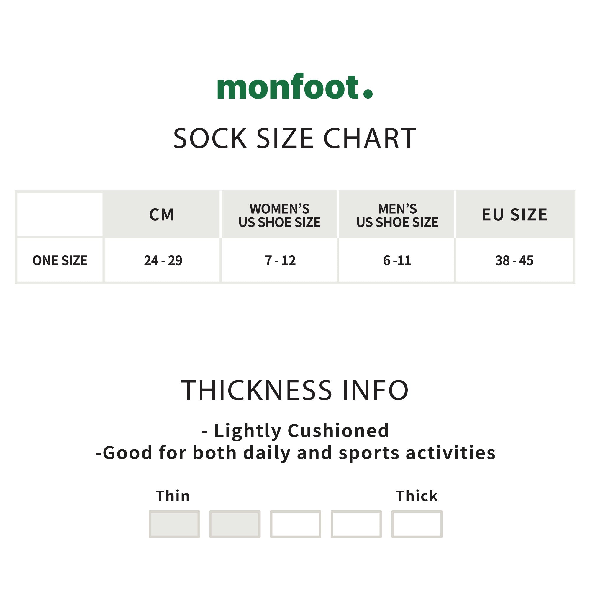 Size guide chart. Detailed sizing information in product description.