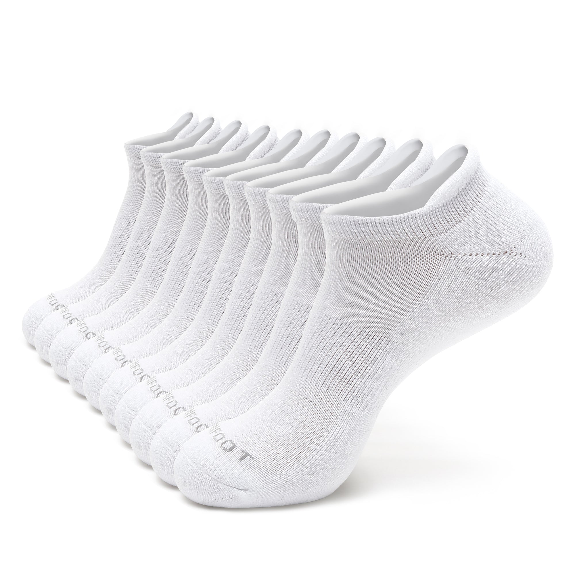 A dozen of white socks sitting on top of each other.