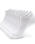 A dozen of white socks sitting on top of each other.