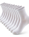 A row of white socks on a white background.