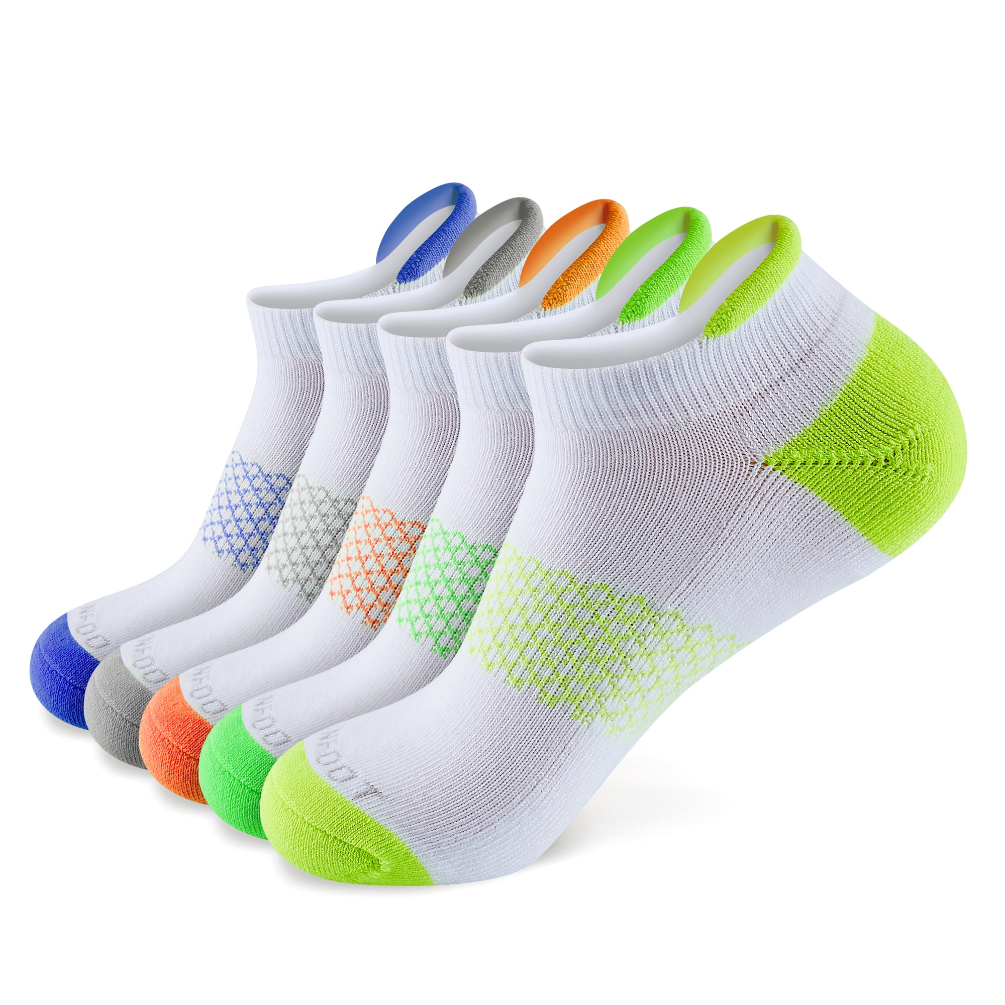 Five pair of white socks.
