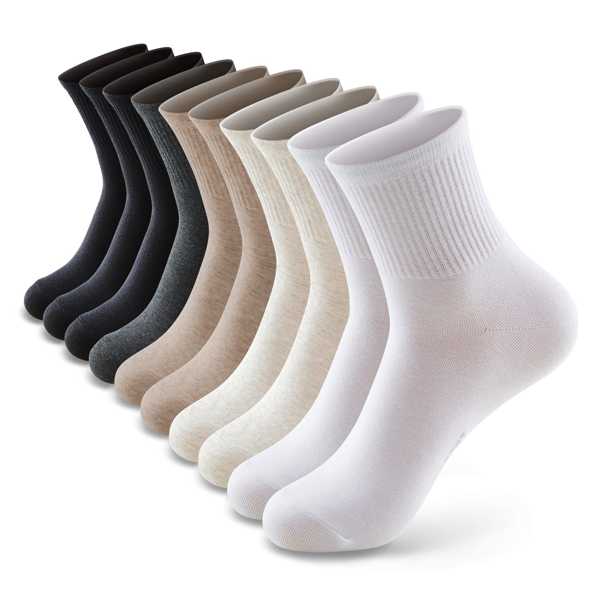 Six pairs of men's socks with different colors.