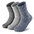 Three pairs of socks with different colors.