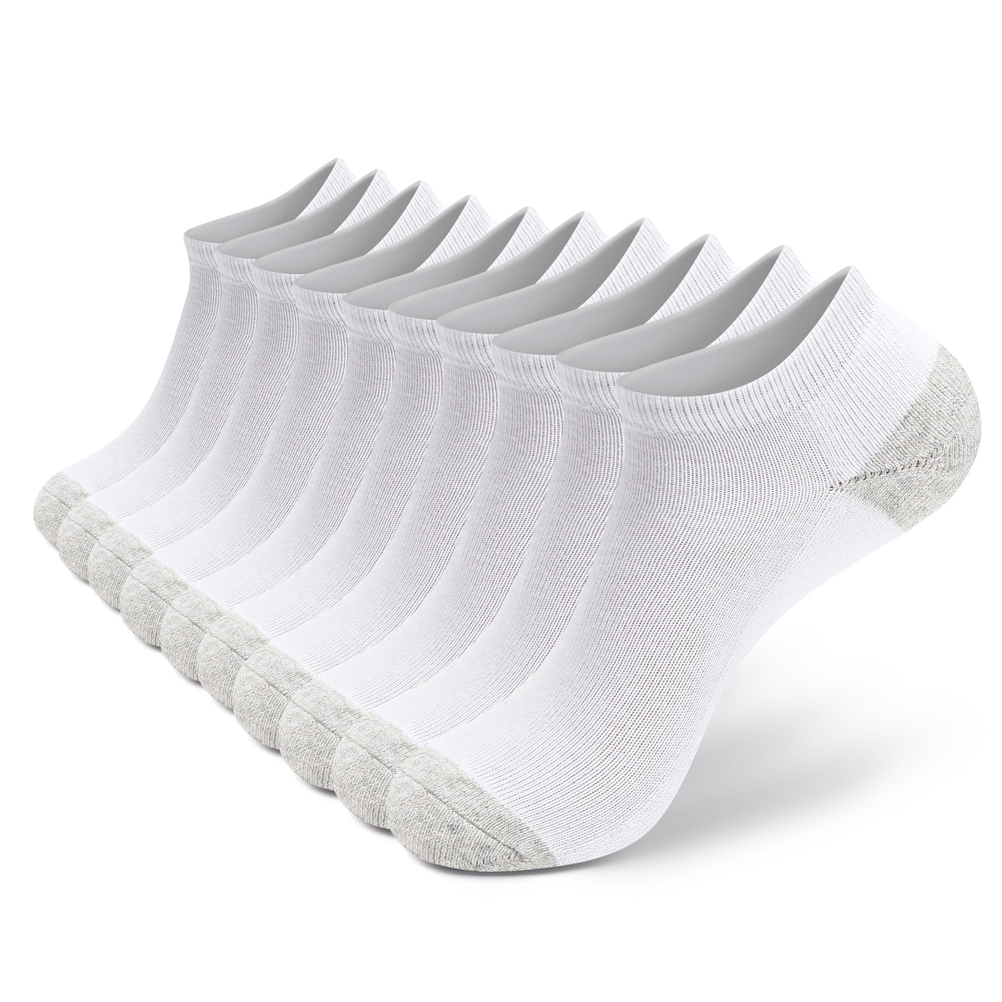 Six pair of white socks.
