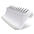A close up of a white comb on a white background.