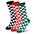 Socks with checkered patterns.
