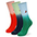 Three pairs of socks with different colors.