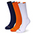 Three pairs of socks with different colors.