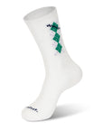 A pair of white socks with a green ribbon - Argyle MFT Crew High 1 Pair Socks.