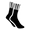 A pair of black socks sitting on top of each other.
