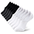 Six pair of black and white socks.