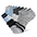 A pair of gray and black gloves on a white background.