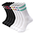 Six pair of black and white and green socks.