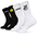 Three pair of black and white socks.