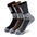 Three pairs of socks with different colors.