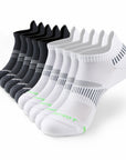 Five pair of black and white socks.