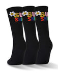 Three pair of black socks.