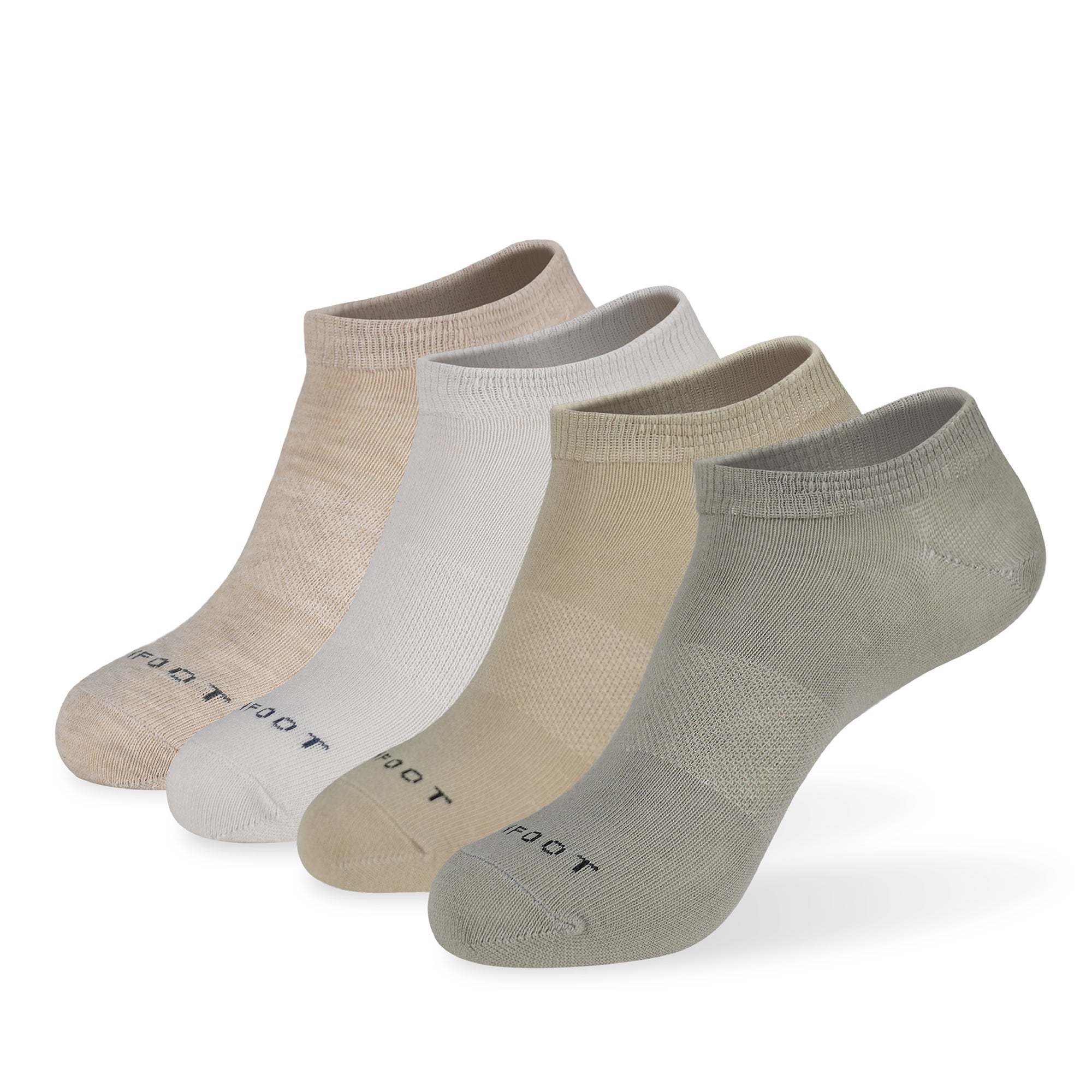 Five pairs of socks with no show socks.