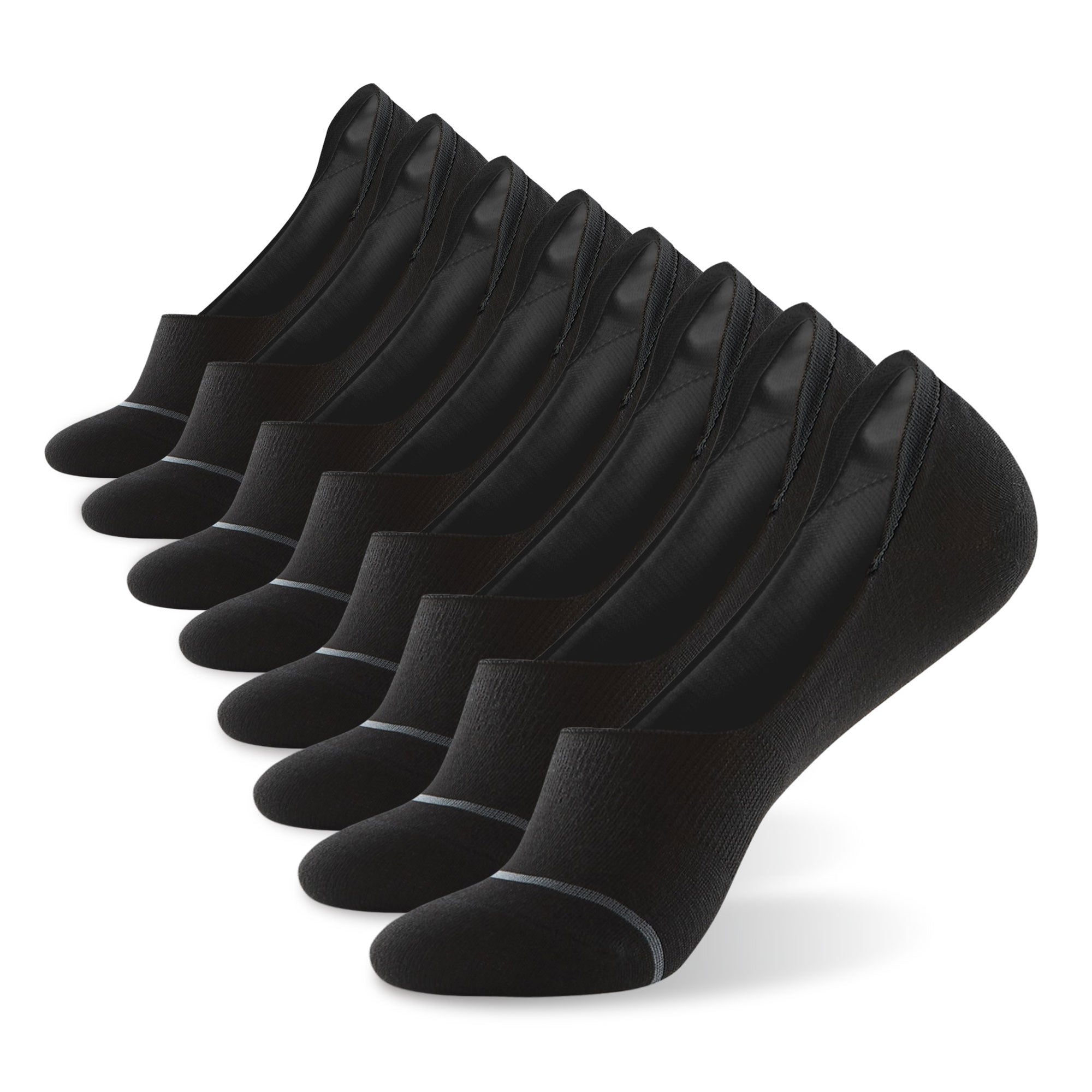 Six pair of black and white socks.