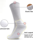 A pair of white socks with labels on them.