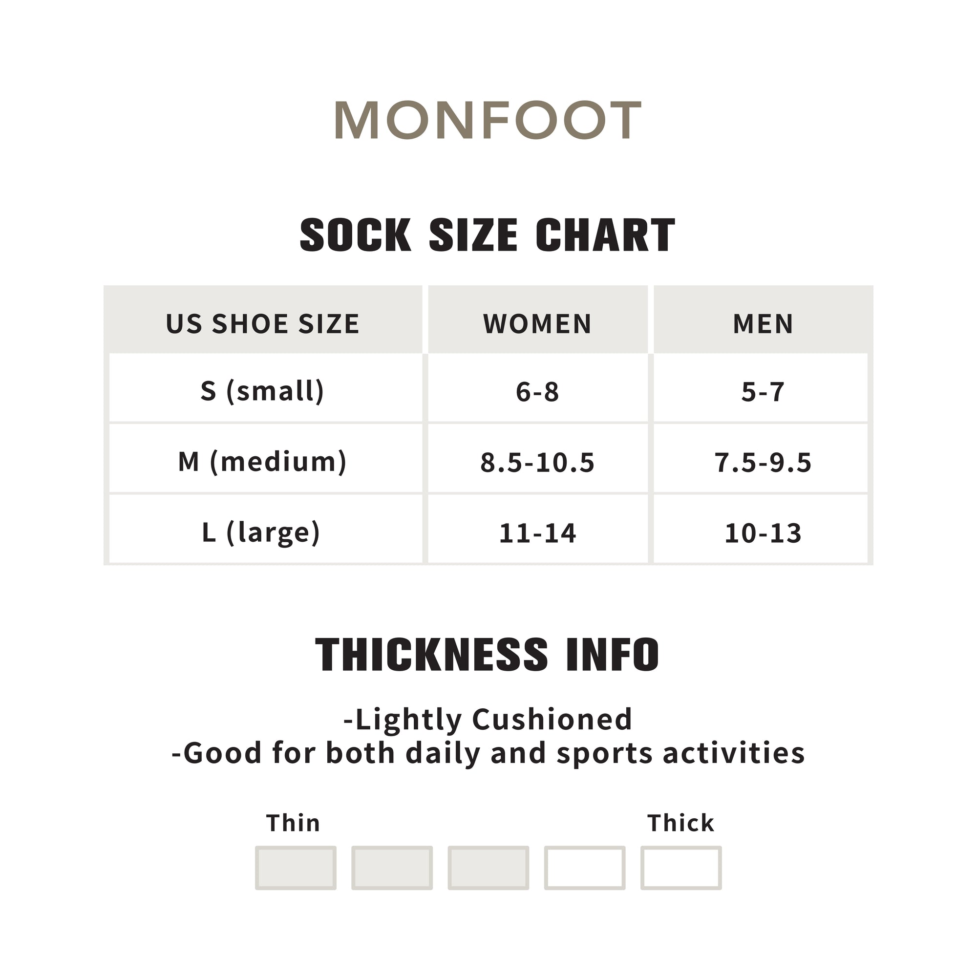 A women's size chart for a sock size chart.