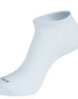 A pair of white socks on a white background.