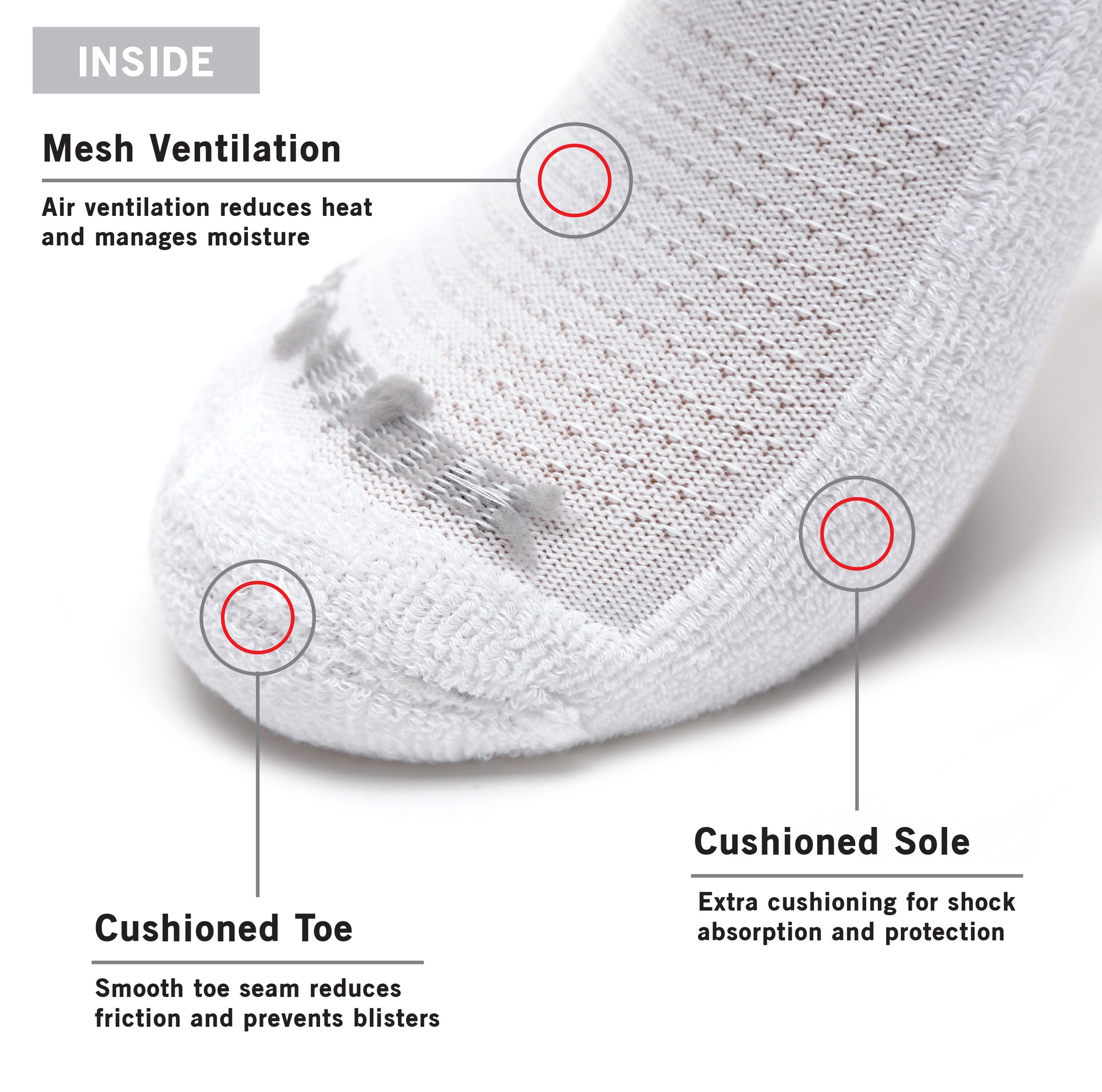 A close up of a pair of white socks.