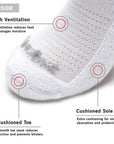 A close up of a pair of white socks.