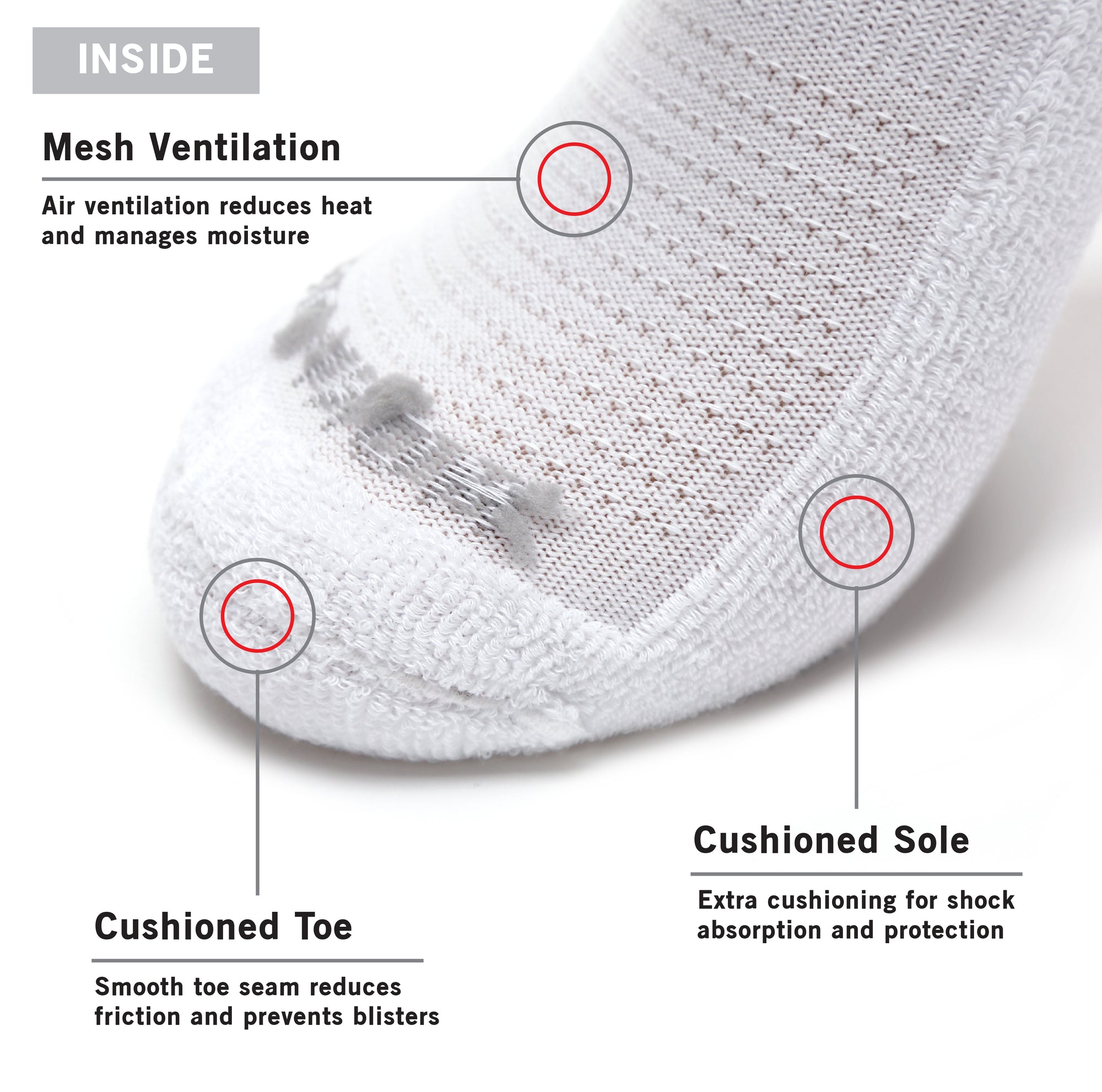 A close up of a pair of white socks.