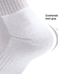 A close up of a pair of white socks.