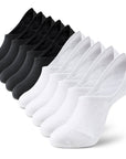 Six pair of black and white socks.