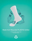 A pair of socks with plastic bottles on them.