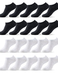 Six pair of black and white socks.
