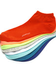 Five pairs of socks with different colors of socks.