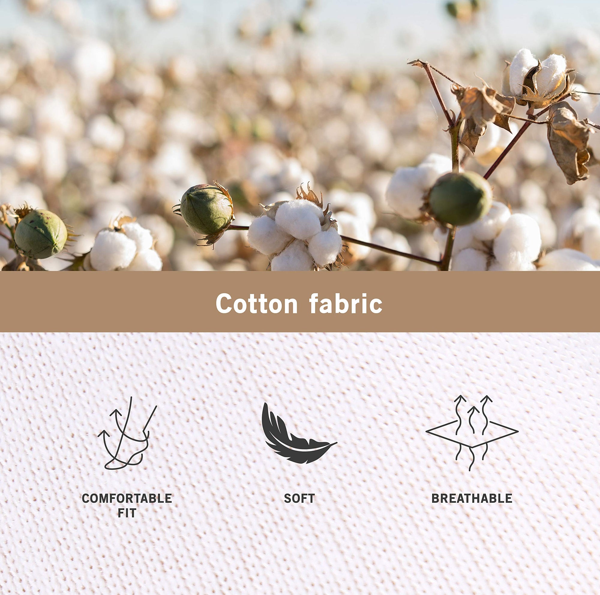 Cotton fabric with different types of cotton on it.