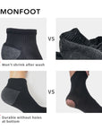 Three different types of socks with different colors.
