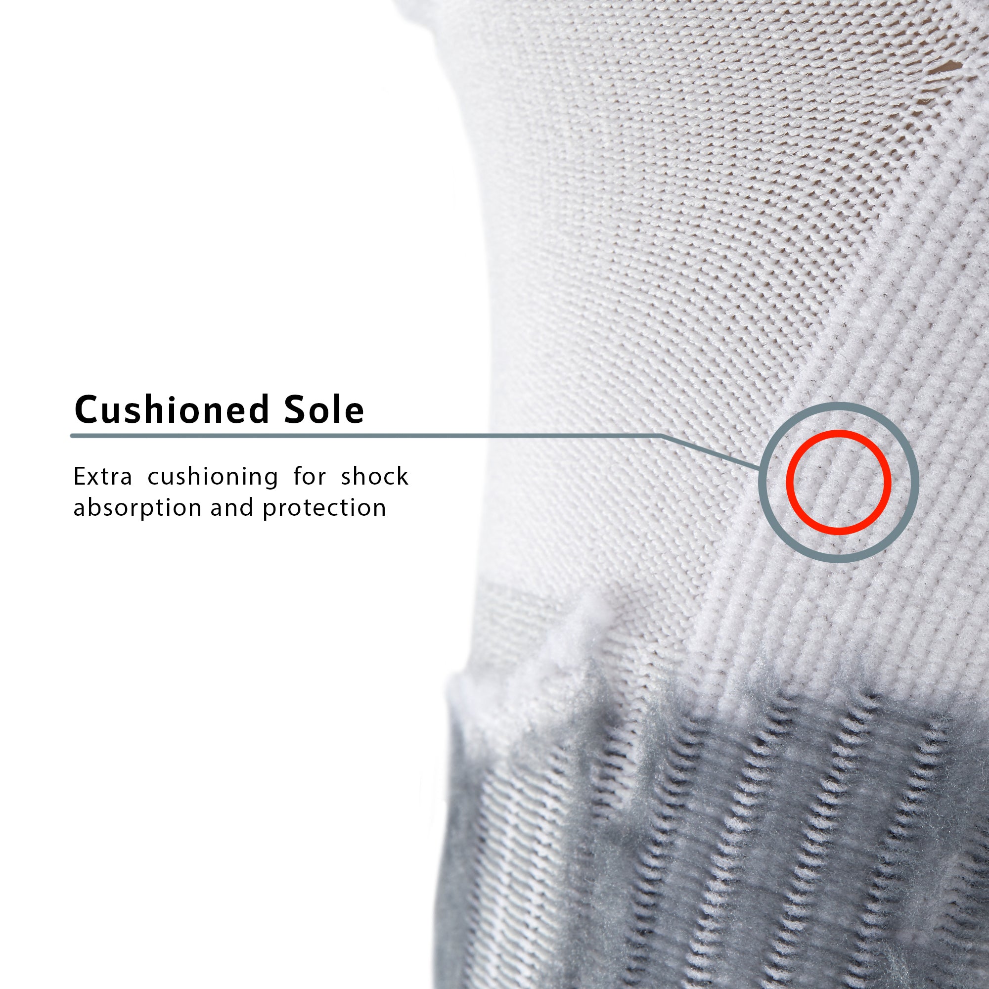 Sock detail showing construction details.