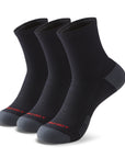Three pair of black and white socks.