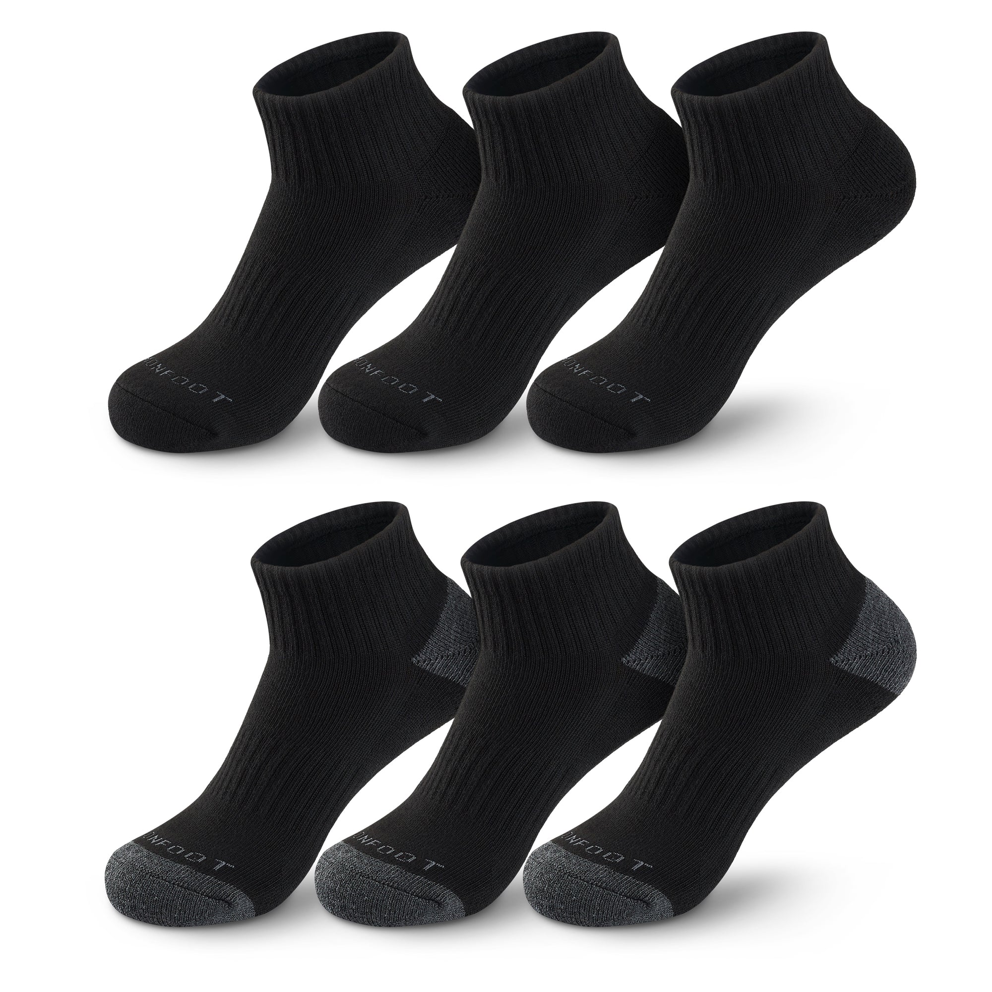 Six pair of black socks.