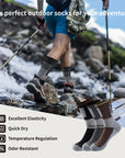 A man walking across a river while holding ski poles.