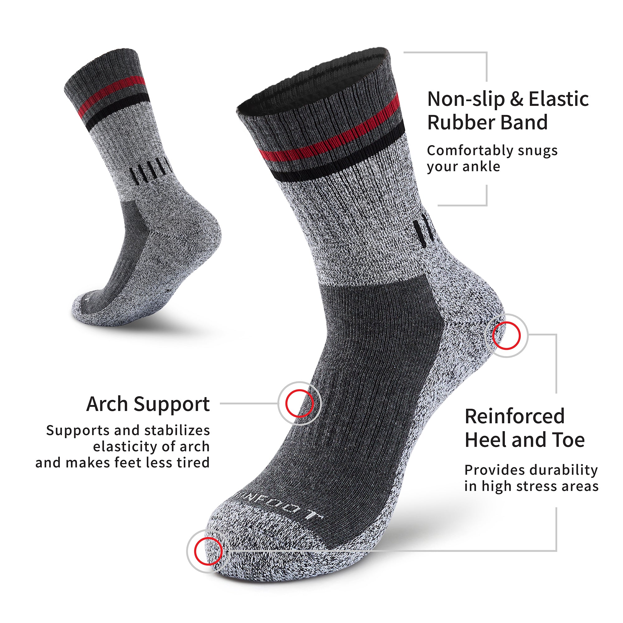 A pair of socks with instructions on how to wear them.