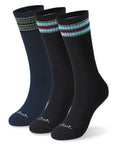 Three pairs of black socks with colorful stripes - Athletic Cushion Double Stripes Crew 3 Pairs Socks.