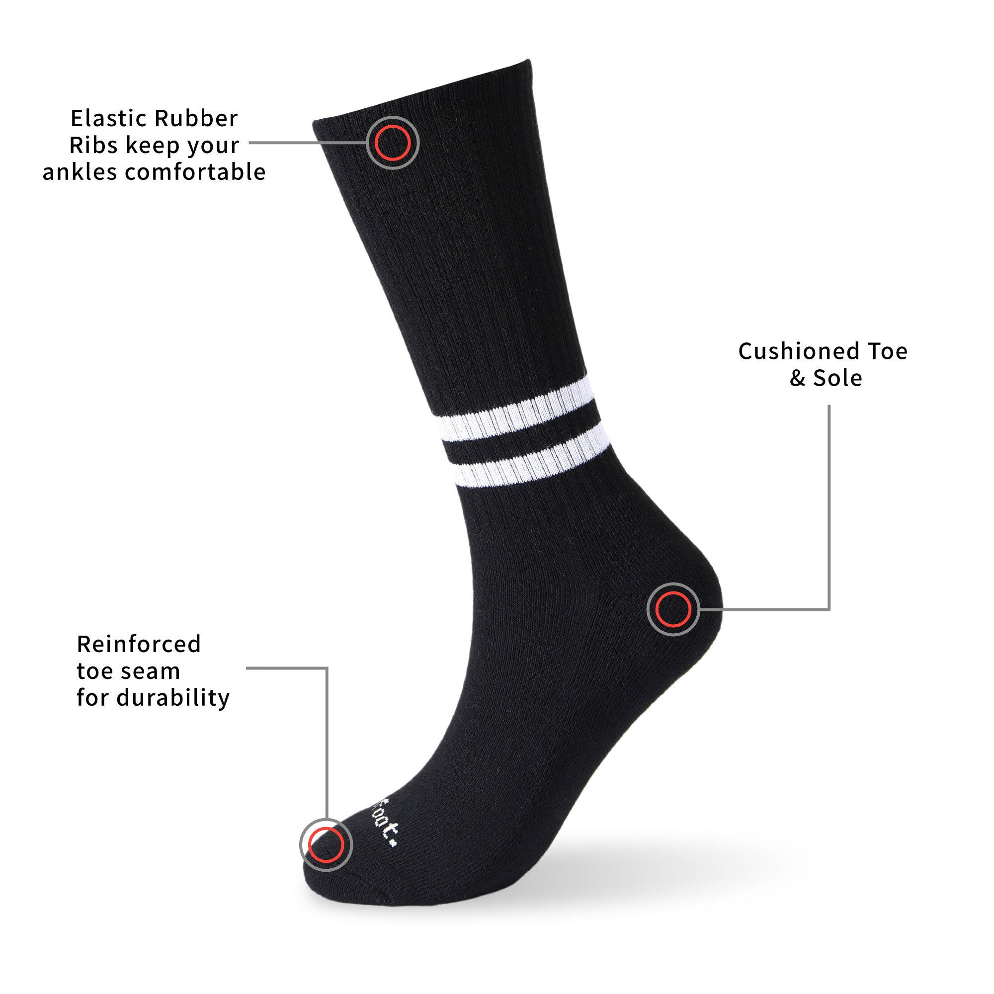 Athletic Cushion Low Stripes Black Crew 3 Pairs Socks.